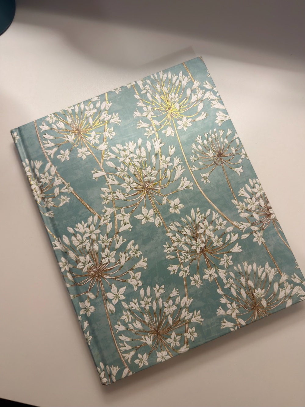 Hardcover Floral Journal in Teal with Gold Accents